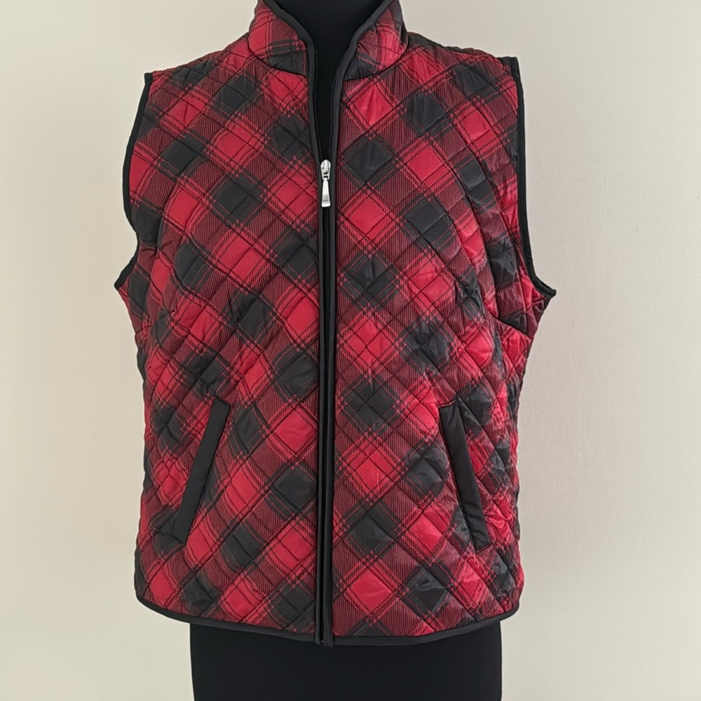 Karen Scott Petite Plaid Lightweight Puffer Vest EUC Size PXL - Picture 4 of 9
